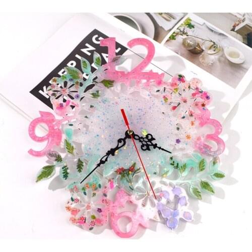 DIY Crystal Silicone Mold Flower Digital Clocks Mold Wall Hanging Home Decoration Mirror Silicone Mold For Resin Accessories