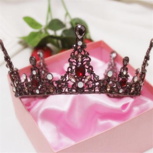 Charm Lady Girls Pageant Wedding Red Crystal Big Tiaras And Crowns Bridal Rhinestone Round Tiaras Crown Vintage Hair Jewelry