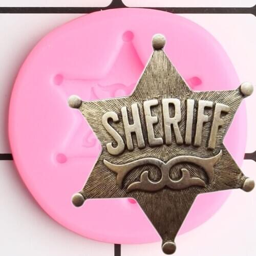 Sheriff Badge Silicone Molds Cookie Baking Fondant Mold DIY Baby Birthday Cake Decorating Tools Candy Resin Clay Chocolate Mould