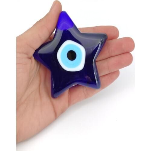 Star Evil Eye 9 cm Glass Bead Charm Turkish Handmade Amulet Talisman Boho Home Decor Made in Turkey