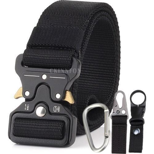 100Pcs/Lot Army Tactical Belt Military Nylon Belts Men SWAT Training Belt Metal Automatic Buckle Style Quality Strap Hunting