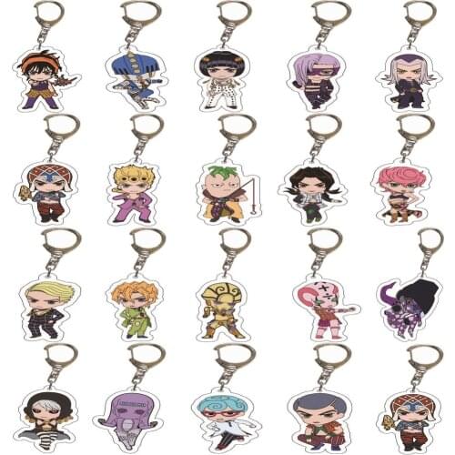 20Pcs Anime JoJos Bizarre Adventure Acrylic Keychain Kujo Jotaro Bruno Bucciarati Higashikata Josuke Key Chains Jewelry