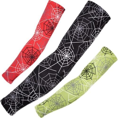 Breathable Cobweb pattern Sunscreen Sleeves Arm Warmers Ice Silk Fabric Quick Dry Cycling Arm Sleeves Sports Elbow Pad Arm Cover