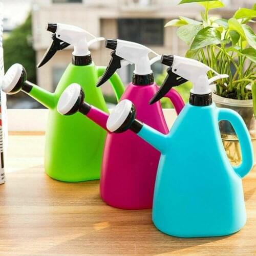 2 in 1 Plastic Watering Can Indoor Garden Plants Pressure Spray Water Kettle Adjustable Sprayer 1L TN99