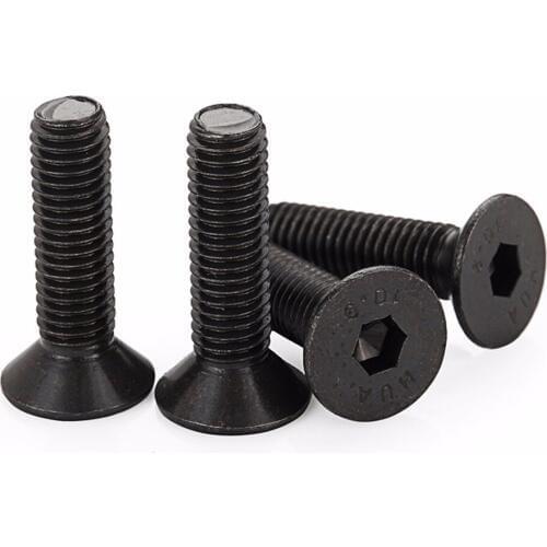 20PCS M6 Black 10.9 Flat Head Screw Countersunk Hex Socket Cap Bolt M6*40/45/50/55/60/65/70mm