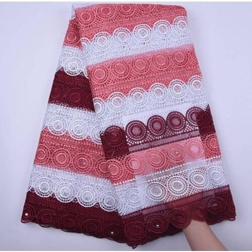 2020 African Lace Fabric High Quality Heavy Lace 5 Yards Nigerian Swiss Guipure Cord Lace Water Soluble Fabric For Weman S1847