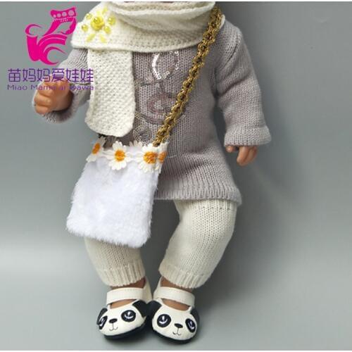43cm baby dolls clothes knit dress hat scarf For 18" Girl Doll hat necklace bag Accessory