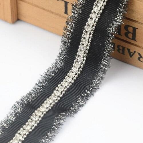 5y Fashion Beaded Rhinestone Chain Webbing Lace Trims Sewing Home Textile Hat Accessories Ribbon Wedding Dress Dentelle Applique