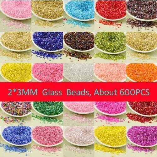 Free Shipping 600PCS Jewelry Making DIY 2*3mm Czech Glass Tube Seed Spacer Beads tiny pendant beading glass tube beads
