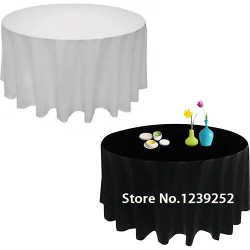 Free Ship via DHL/Fedex/TNT/EMS/UPS # 10PCS 90 INCH WHITE ROUND TABLECLOTH BANQUET WEDDING SATIN TABLE CLOTH
