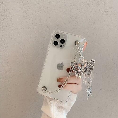 Wrist Chain Case for iPhone 12 Pro Max 7 8 Plus 6 XR XS Max Shockproof Cases Butterfly bracelet Chain Hanging Case for iPhone 11