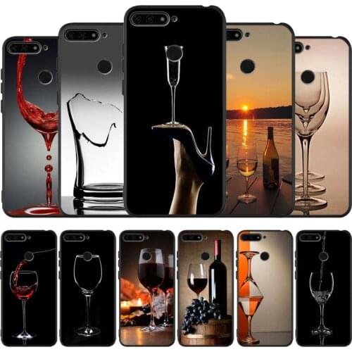 Wine Glass black Silicone Phone Case For honor 30 20 Pro 8 8X 9 10 20 Lite Mate 10 20 30 Lite Pro cover