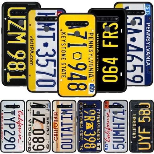 Retro Funny License Plate Number Car Case For LG K71 K61 K92 K52 K50s K50 K42 K40 K40S K41s G8 G7 G6 Q52 Q92 Silicone Soft Shell