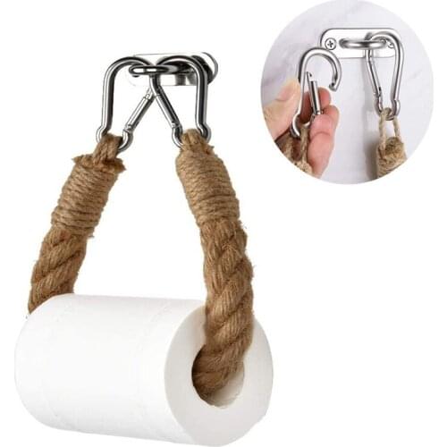 1PC Toilet Paper Holder Hemp Rope Towel Rack Bathroom Paper Towel Rack Bathroom Toilet Accessories Set Paper Holder Bracket