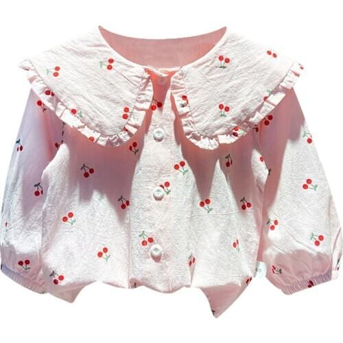 Baby Girls Printed Blouses Cotton Shirt Autumn Winter Fashion Long Sleeve Turn-down Collar Toddler Tops Kids Clothes