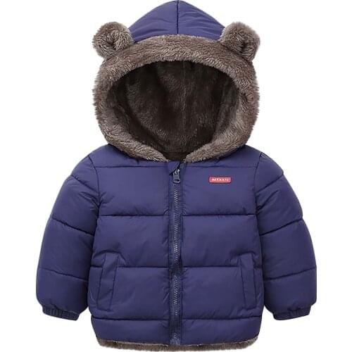 Children Coats Baby Boys Girls Winter Solid Outerwear Plus Velvet Padded Down Padded Jacket Christmas Cotton Padded Clothes