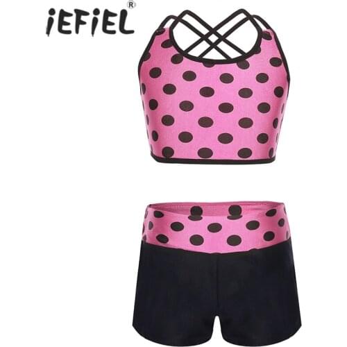 Kids Clothes Kid Girl Tracksuit Set Polka Dots Tanks Top Ballet Dance Gym Workout Vest with Bottoms Shorts Girl Casual Clothes