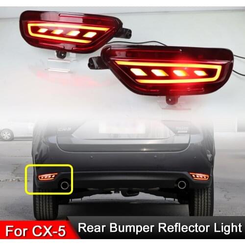 LED Rear Bumper Reflector lights For Mazda CX-5 CX5 2017 2018 2019 funcntions as LED Rear Bumper Brake Light Dynamic Turn light