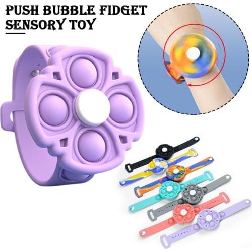 Finger Fidget Spinner Press Pops Toys Simple Dimple Antistress Toy Bracelet Push Bubbles Silicone Wristband Toys for Children