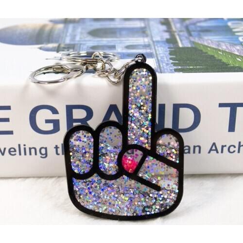 1PC Cute Acrylic Key Fashion Finger Gesture Women Handbag Keyring Birthday Present