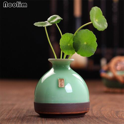 NOOLIM 1pc European Retro Ceramic Vases Decorative Flower Pot Mini Hydroponic Flowers Pot Home Office Garden Decoration