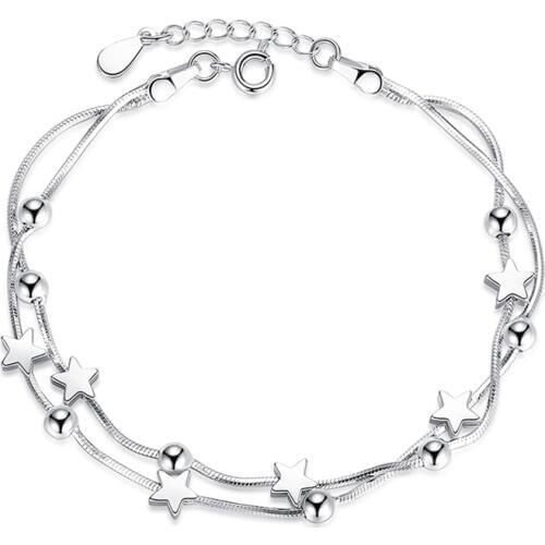 XIYANIKE Classic Five-pointed Square Round Beads Silver 925 Bracelets For Women New Arrival Charm Bracelets & Bangles VBS4084