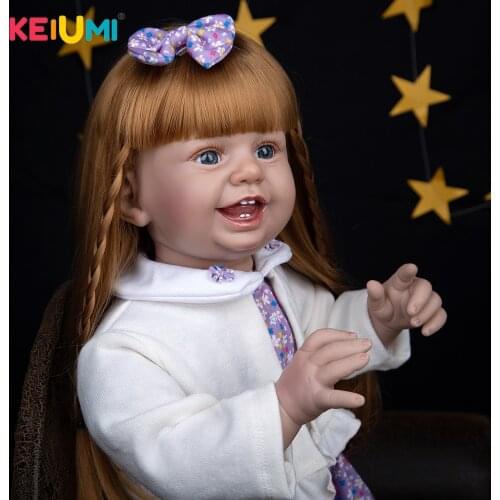 27 Inch 68 Cm Happy Smile Reborn Baby Toddler Dolls Cloth Body Light Brown Long Hair Newborn Doll Toys For Kids Birthday Gifts