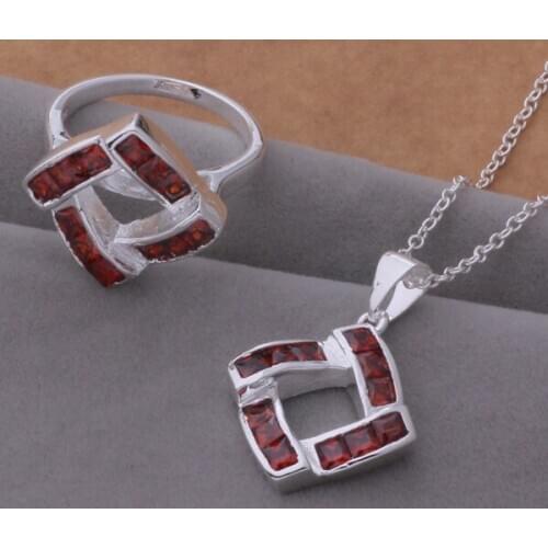 AS380 Hot Lucky Silver Color Jewelry Sets For Women Jewelry Sets Ring 407 + Necklace 715 /dxmamota Brgakina