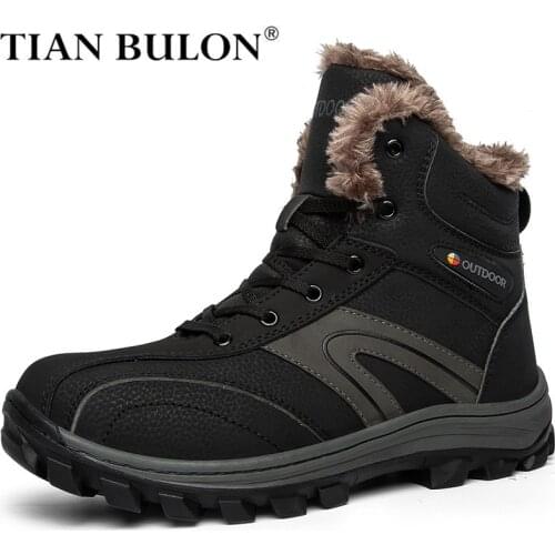 Winter Casual Boots Men Waterproof Ankle Outdoor Work Boots Platform Mens Non-slip Hikking Boots Super Warm Plush Snow Boots Men