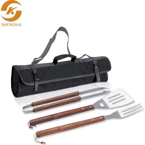 Barbecue Set with Wooden Handle Three-piece Set