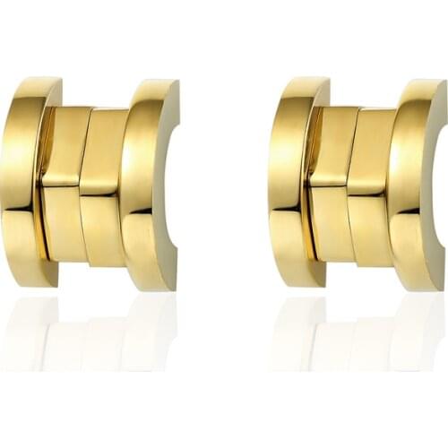 New Classic Design Outside Semicircle And Inner Bevel Titanium Steel Stud Earring For Women Brand Jewelry Earrings Wholesale