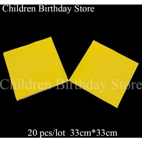 20pcs/pack solid color disposable napkins yellow theme birthday party decorations plain color theme paper napkins