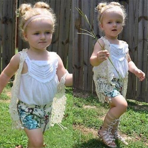 Baby Girl Beach Wear Toddler Kid Baby Girl Crochet Lace Hollow T-shirt Top Vest Tassel Cover Up See Through Swim Tunic Beachwear