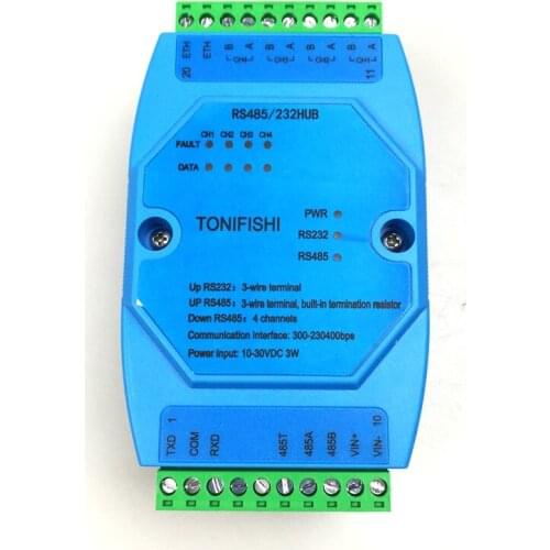 RS485/232HUB Industrial RS232/RS485 to 4-channel RS485 isolation hub 485 repeater Fault isolation Magnetic isolation technology
