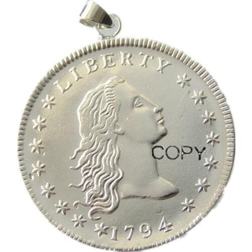 PS(02)Coin Pendant US 1794 Flowing Hair Necklace Silver Plated Coin Fashion Jewelry