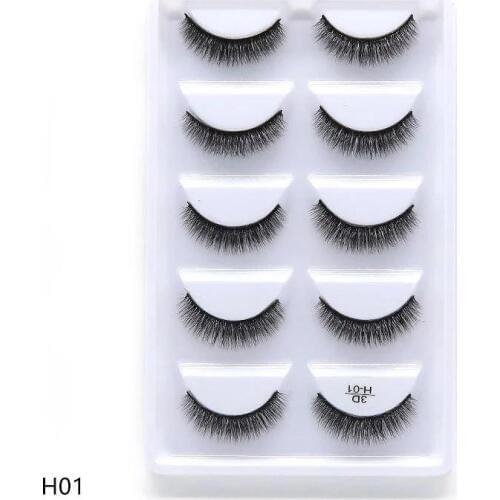 New Full 5 Pairs one box 3D Mink Hair False Eyelashes Natural Thick Long Eye Lashes Wispy Makeup Beauty Extension Tools H01