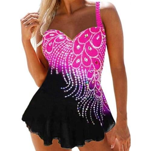 Plus Size Swimwear Woman Breathable Women Summer Swimming Suit 2021 New Fashion Print Swimwear Simple Slim-Fit Beachwear