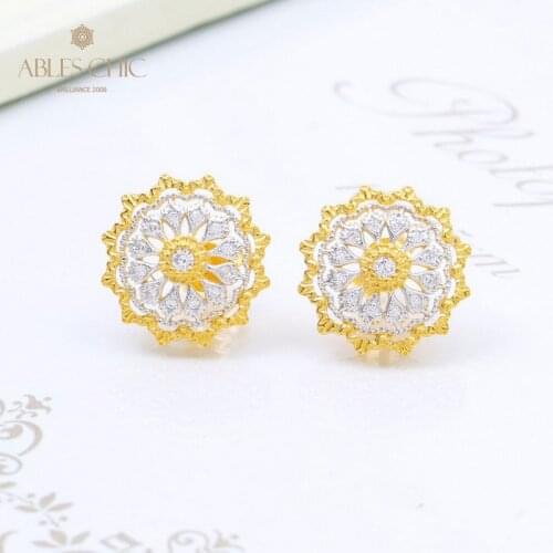 Star Decorations Renaissance Earrings 925 Silver Dense Engraving Flower Earring 18K Gold Tone Royal Temperament Stud C11E4S25537
