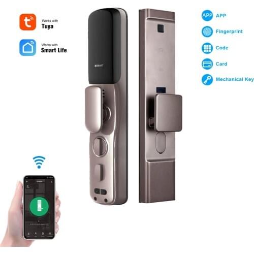 WiFi Smartphone Control Fingerprint Lock Security Home Electronic Automatic Digital Smart Lock with Tuya Smart Life App