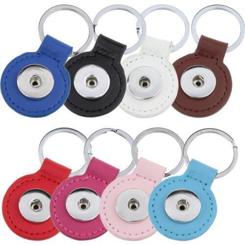 JaynaLee 8 Colors Leahter Snap Charm Keychain Jewelry Bag Charm fit 18mm or 20mm Ginger Snaps for women Handbag gift GJK8026