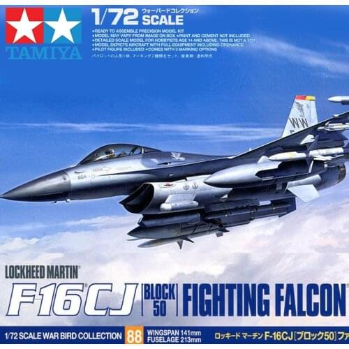 Tamiya 60788 1/72 Lockheed Martin F16CJ Block50 Fighting Falcon Airplanes Assembly Model Building Kits Hobby Toys For Adults DIY