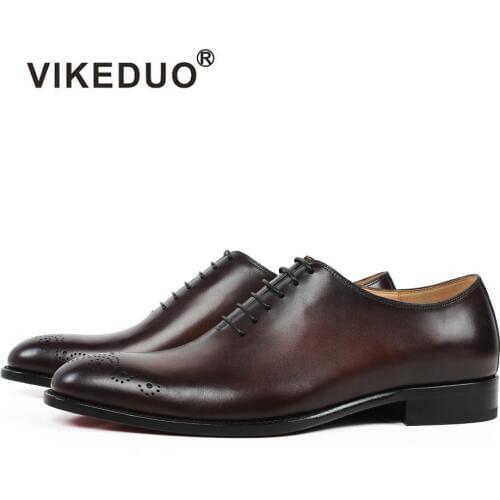 Vikeduo 2020 Handmade Design Fashion Luxury Wedding Oxford Shoe Calfskin Genuine Leather Patina Men Dress Shoes Brogue Zapatos