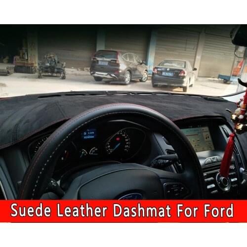 For Ford EcoSport Escape Kuga Focus Explorer Edge Fiesta Mondeo Mustang Suede Leather Dashmat Dashboard Covers Pad Dash Mat