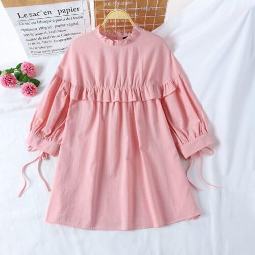 ZANZEA Vintage Ruffles Solid Tops Tunic Oversized Women Cotton Blouse Summer O Neck 3/4 Sleeve Shirt Loose Casual Blusas Chemise