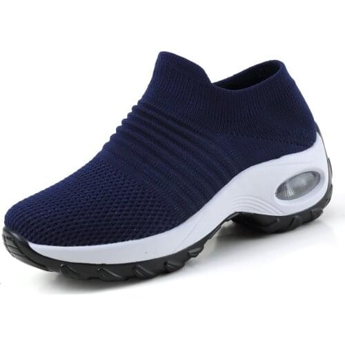 Large Size Womens Shoes Air Cushion Flying Woven Sports Shoes Set Foot Shoes Fashion Rocking Shoes Casual Socks Shoes