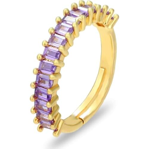 Gold Purple Zircon Ring For Women Copper Adjustable Rings Women Stone Crystal Rings Dropshipping Anillo de circón Anel de zircão