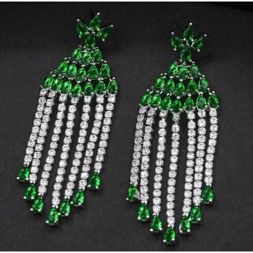 Zlxgirl bridal jewelry luxury Brand Cubic Zircon Stud Earring for wedding perfect High End copper bridal Ears piercing jewelry