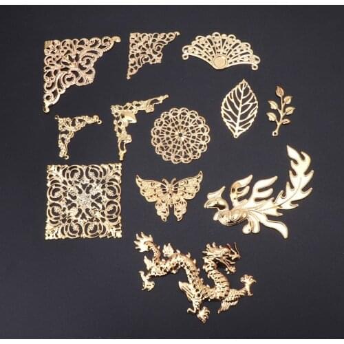 Gold Butterfly Dragon Leaves Epoxy Resin Mold Thin Copper Fillings DIY Jewelry