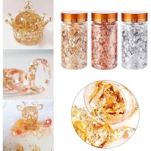 1Box Gold Foil Filling Materials Gilding Decor Shiny Gold Leaf Flake Resin Mold Fillings DIY Art Decoration Jewelry Making Tool