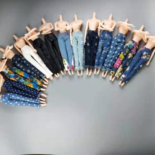 11.5" Fashion Floral Jeans Leather Pants Doll Clothes For Barbie Doll Trousers Casual Wears 1/6 BJD Dolls Accessories Kids Toys